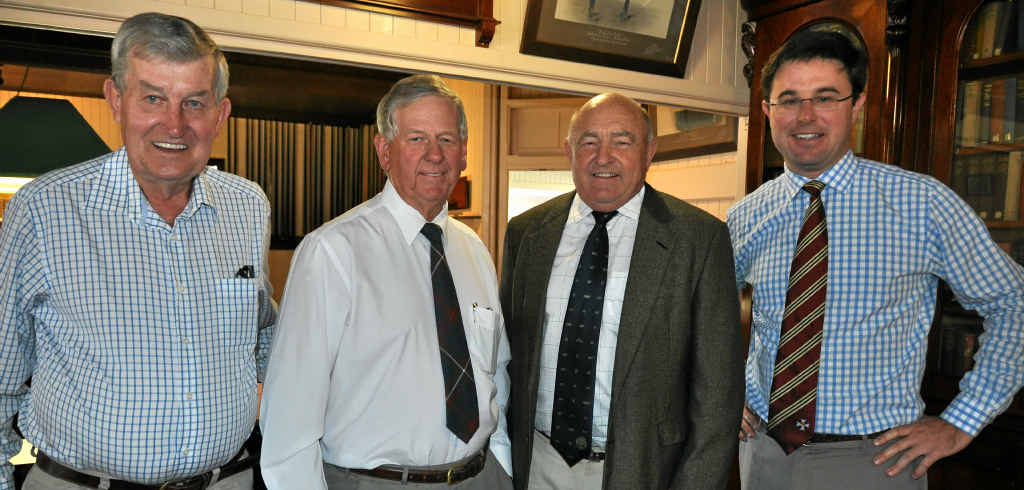 SPECIAL GUEST (from left): Col Smith, Ross Fraser and David Crombie  at the recent business lunch at the Warwick Club.